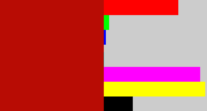 Hex color #b80c04 - darkish red