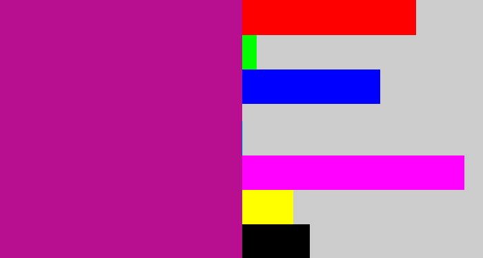 Hex color #b80f91 - barney purple