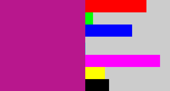 Hex color #b8178d - barney purple