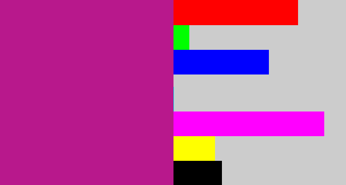 Hex color #b8188c - magenta