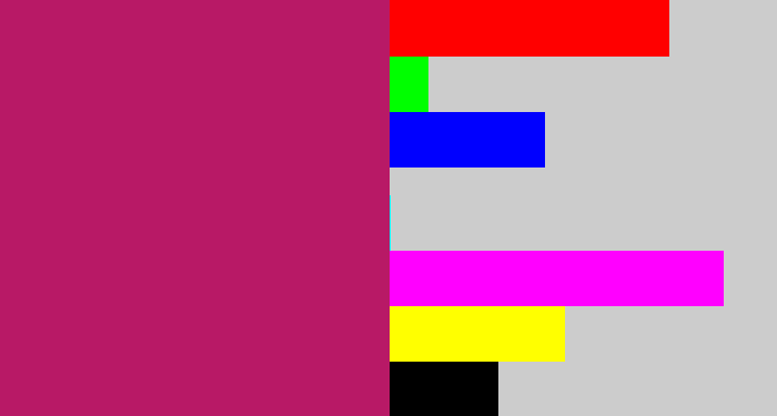 Hex color #b81966 - deep pink