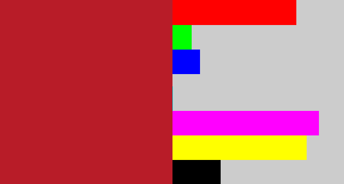 Hex color #b81c28 - rouge