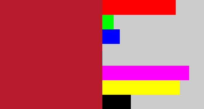 Hex color #b81c2c - rouge