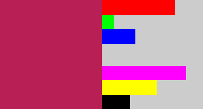Hex color #b81f54 - purplish red