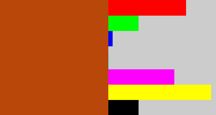 Hex color #b84709 - brick orange