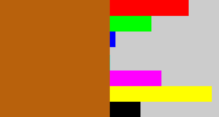 Hex color #b8610c - orangish brown