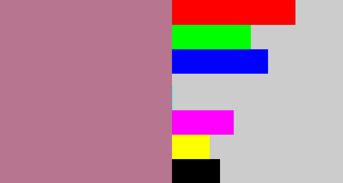 Hex color #b8758f - mauve