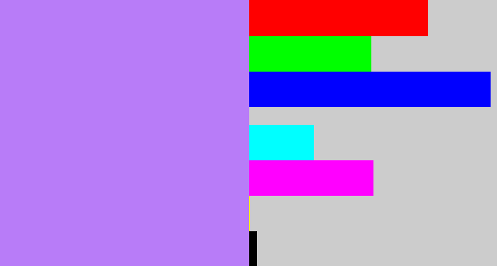Hex color #b87cf8 - light purple
