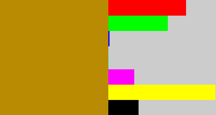 Hex color #b88b02 - ochre