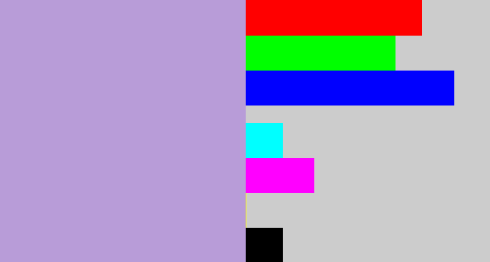 Hex color #b89cd8 - pale purple