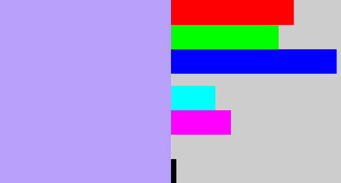 Hex color #b8a0f8 - lavender