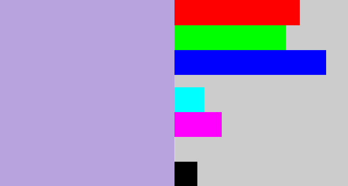 Hex color #b8a3df - pale purple