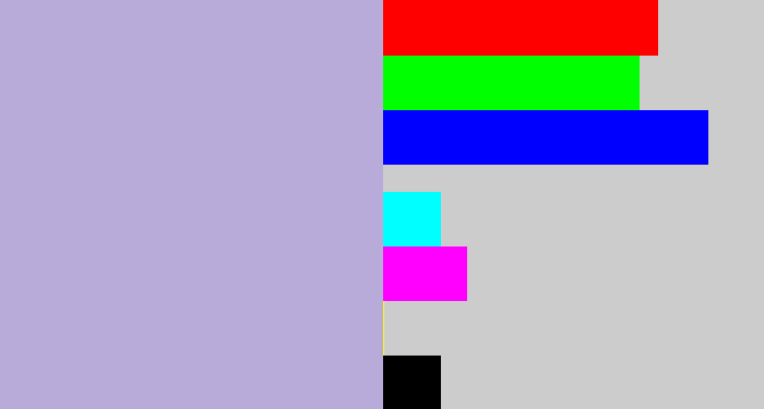 Hex color #b8aad9 - pale purple