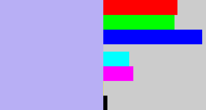 Hex color #b8aff5 - pale violet