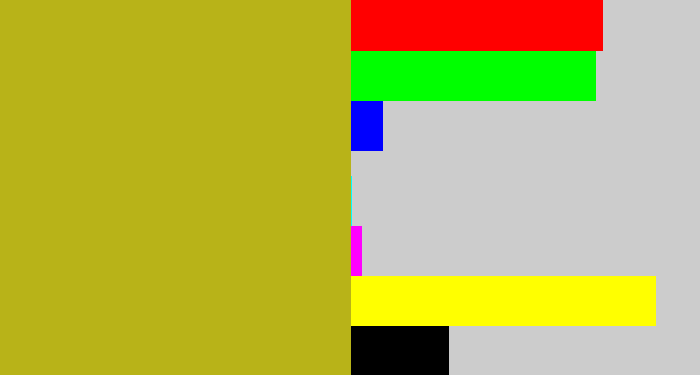 Hex color #b8b318 - puke yellow