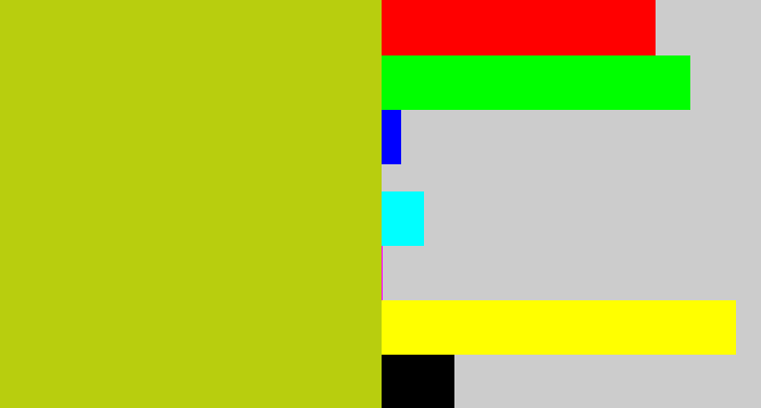 Hex color #b8ce0e - green/yellow