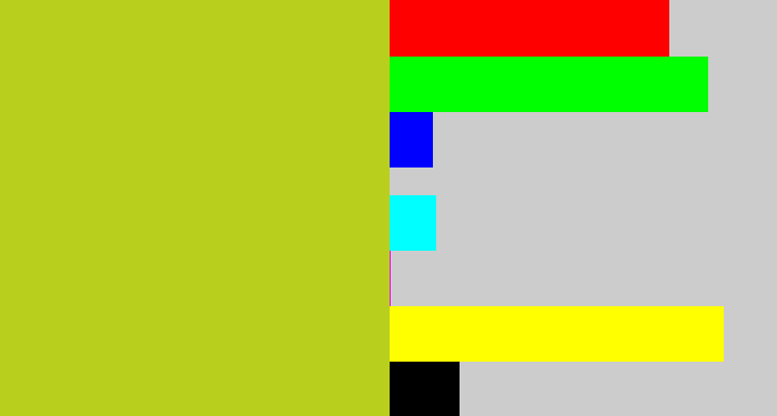 Hex color #b8d01d - yellowish green
