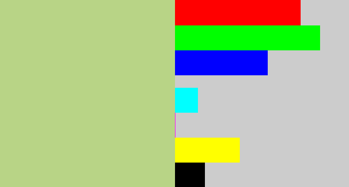 Hex color #b8d486 - pale olive