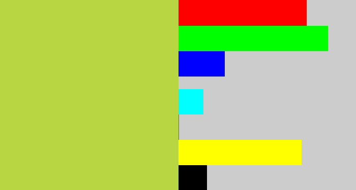 Hex color #b8d642 - sickly yellow