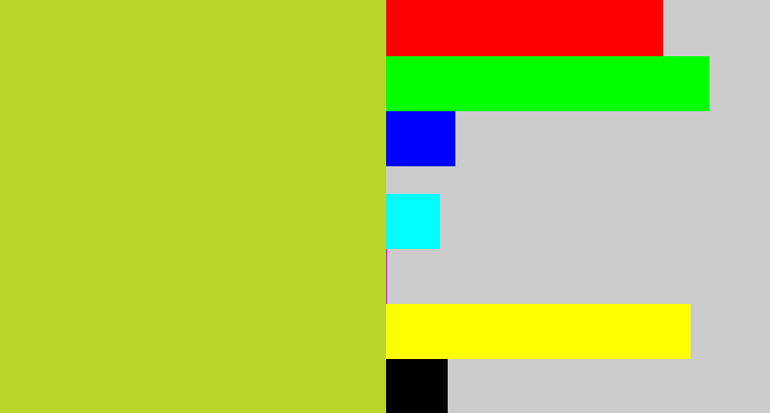 Hex color #b8d72d - yellowish green