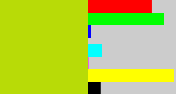 Hex color #b8db07 - green/yellow