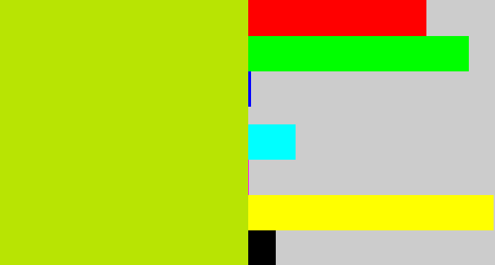 Hex color #b8e403 - yellowish green