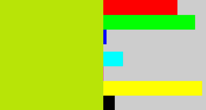Hex color #b8e408 - yellowish green