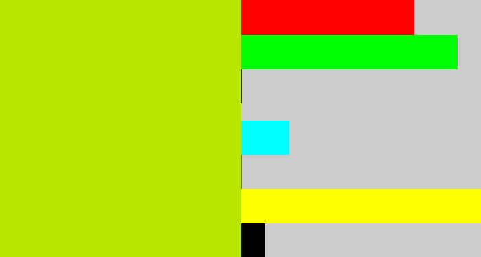 Hex color #b8e601 - lemon green