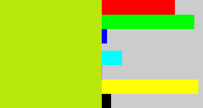 Hex color #b8e70c - yellowish green