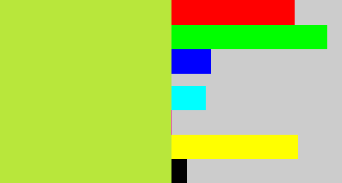 Hex color #b8e73b - yellowy green