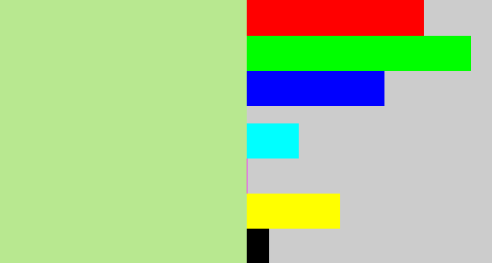 Hex color #b8e890 - light grey green