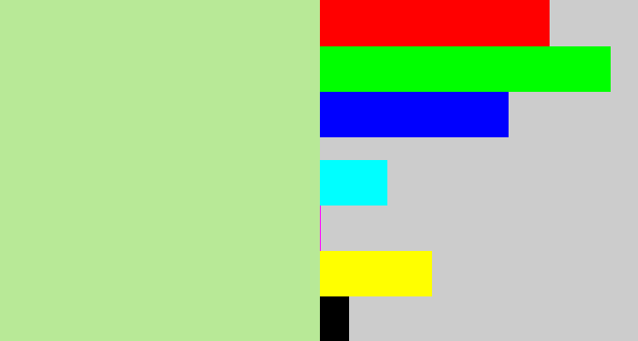 Hex color #b8e997 - light grey green