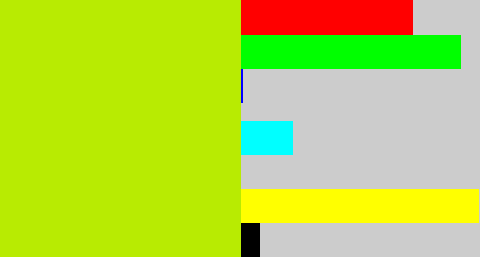 Hex color #b8eb02 - lemon green