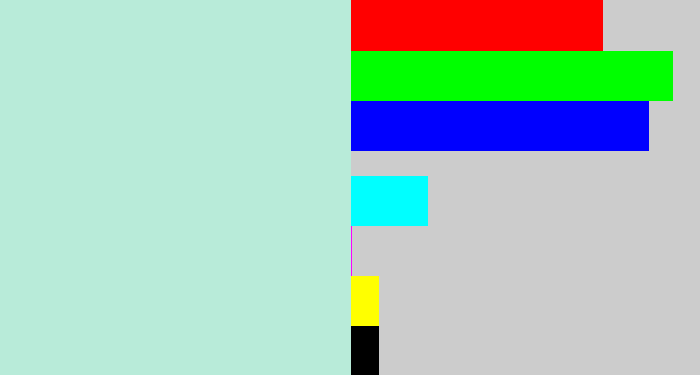 Hex color #b8ebd9 - pale turquoise