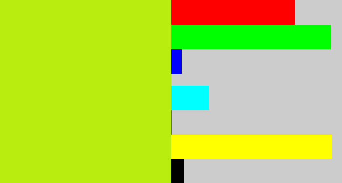 Hex color #b8ed0f - yellowgreen