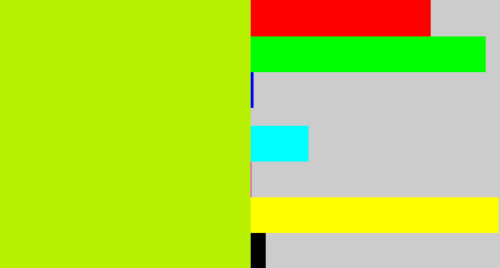 Hex color #b8f003 - lemon green