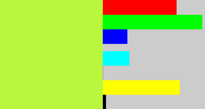 Hex color #b8f73e - yellow/green