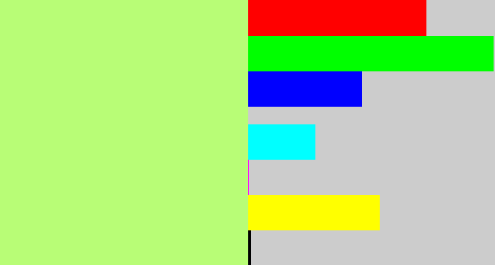 Hex color #b8fd76 - pale lime