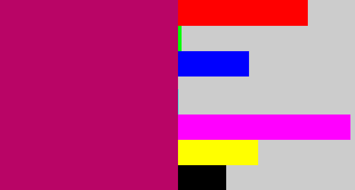 Hex color #b90566 - deep pink