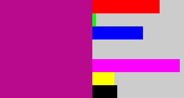 Hex color #b9098d - magenta