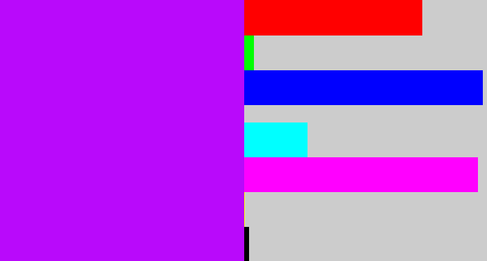 Hex color #b909fb - bright purple