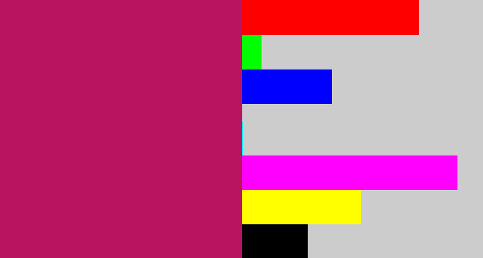 Hex color #b9145f - deep pink