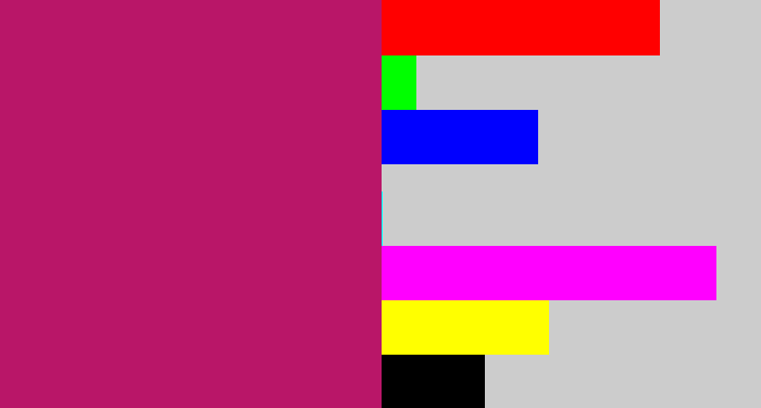 Hex color #b91668 - deep pink
