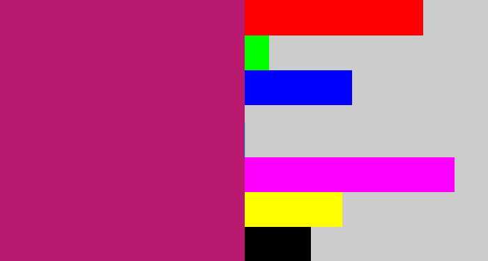 Hex color #b9196f - magenta