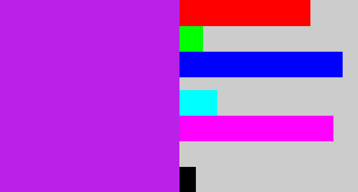Hex color #b921e9 - neon purple
