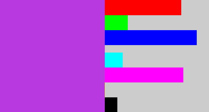 Hex color #b939e0 - lightish purple