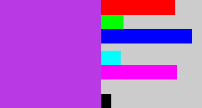 Hex color #b939e5 - lightish purple