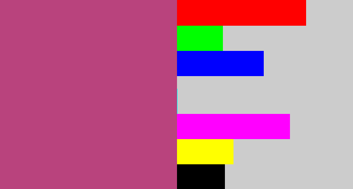Hex color #b9437d - dark pink