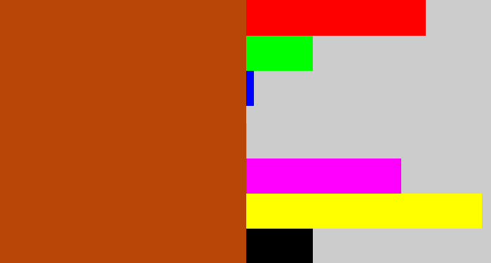 Hex color #b94507 - brick orange