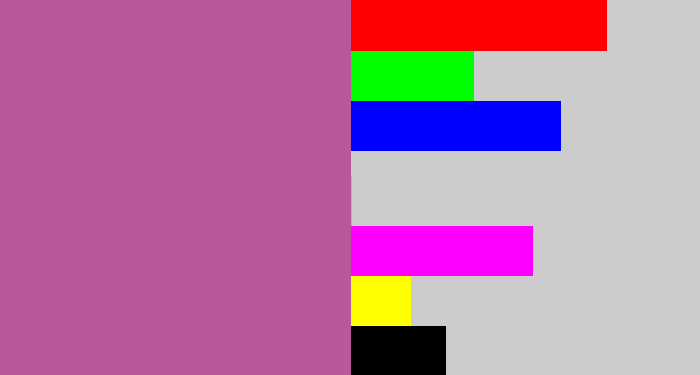 Hex color #b9589a - purplish pink